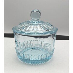 Blue Glass Sugar Bowl Sucre French Bowl